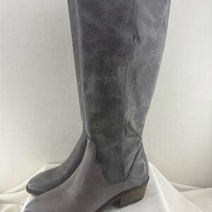 Frye Carson Piping Knee-High Graphite Leather Boots size 7
